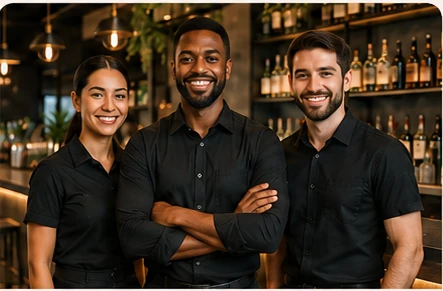 Hospitality team in a modern bar and restaurant