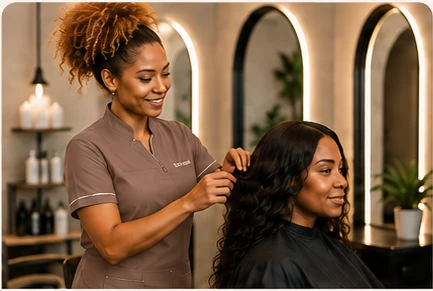 Hairdresser working with a client in a modern salon